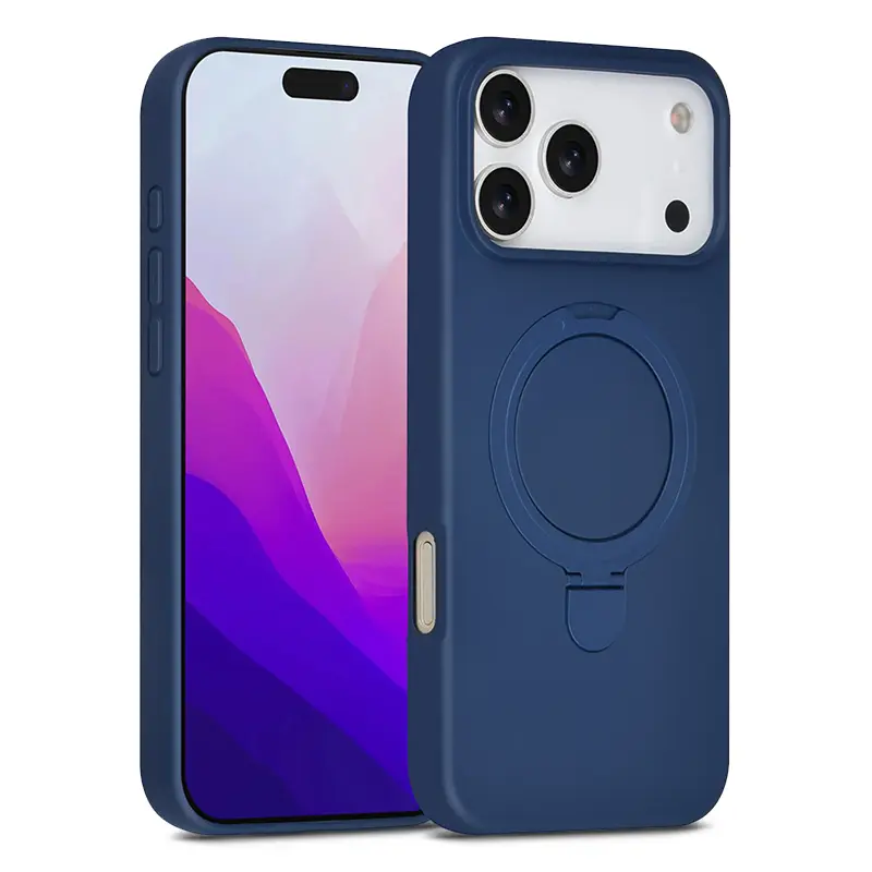 Coque Silicone TUNIQ Ring Stand Hanger MagSafe pour iPhone 17 Pro - Bleu marine