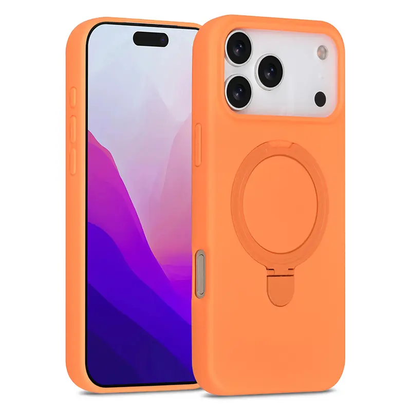 Coque Silicone TUNIQ Ring Stand Hanger MagSafe pour iPhone 17 Pro - Orange