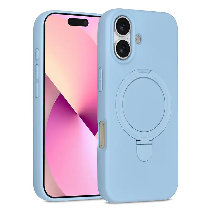 Coque Silicone TUNIQ Ring Stand Hanger MagSafe pour iPhone 17 - Bleu
