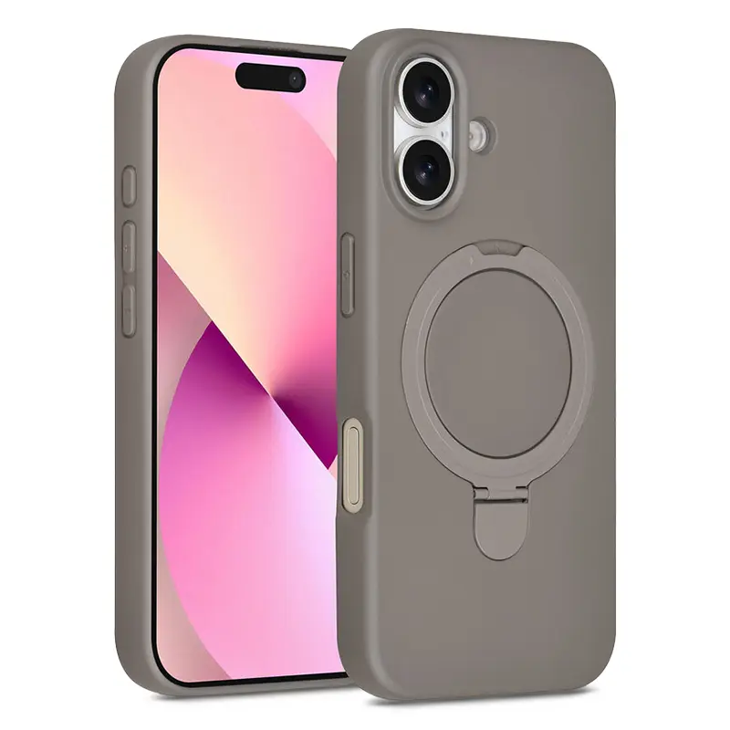 Coque Silicone TUNIQ Ring Stand Hanger MagSafe pour iPhone 17 - Gris