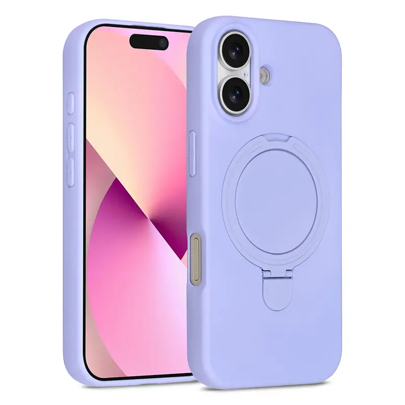 Coque Silicone TUNIQ Ring Stand Hanger MagSafe pour iPhone 17 - Mauve