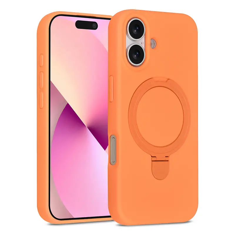 Coque Silicone TUNIQ Ring Stand Hanger MagSafe pour iPhone 17 - Orange