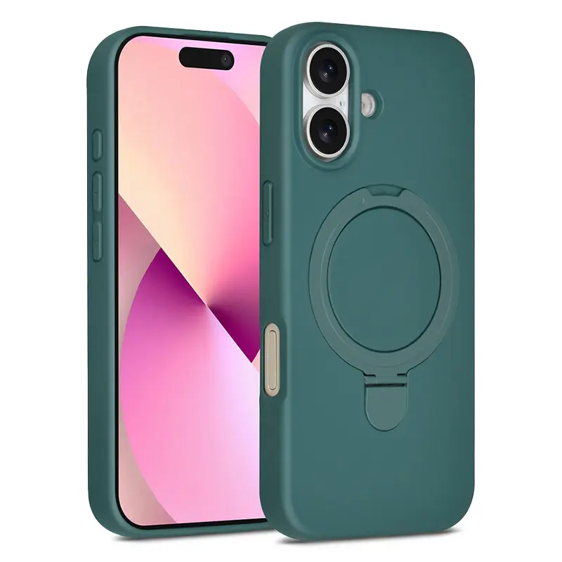 Coque Silicone TUNIQ Ring Stand Hanger MagSafe pour iPhone 17 - Pin