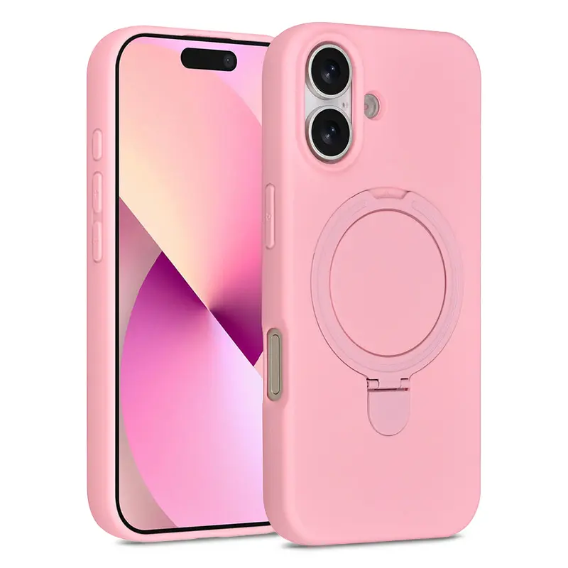Coque Silicone TUNIQ Ring Stand Hanger MagSafe pour iPhone 17 - Rose