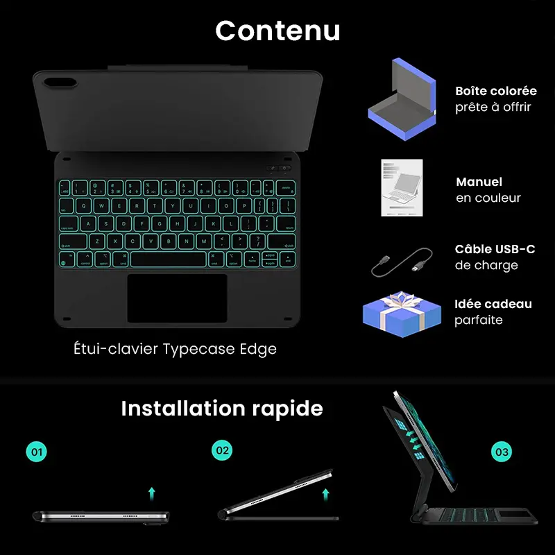 Étui-Clavier Bluetooth TYPECASE Edge iPad 11''/10,9''