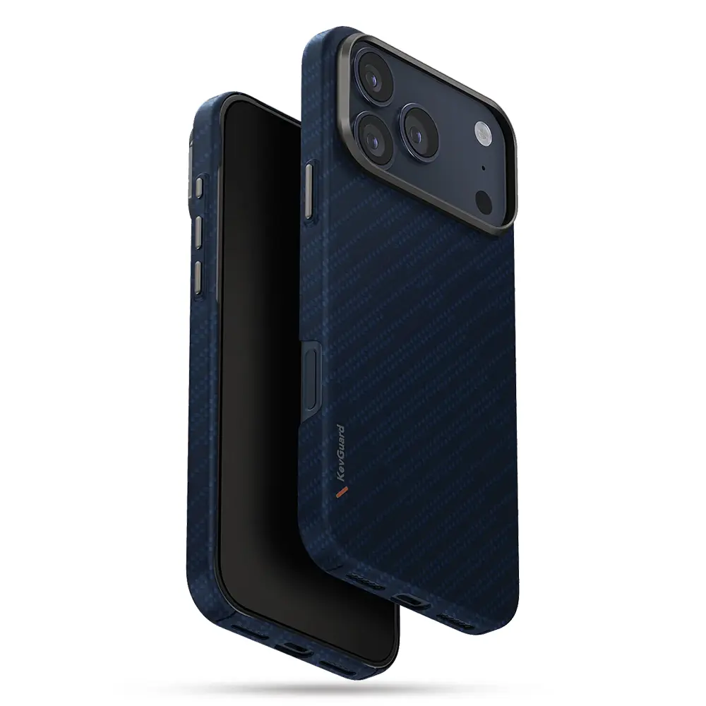 Coque MagSafe UNIQ Keva Edge Slimline MagClick™ en Fibre d'Aramide pour iPhone 17 Pro Max - Modèle Bleu