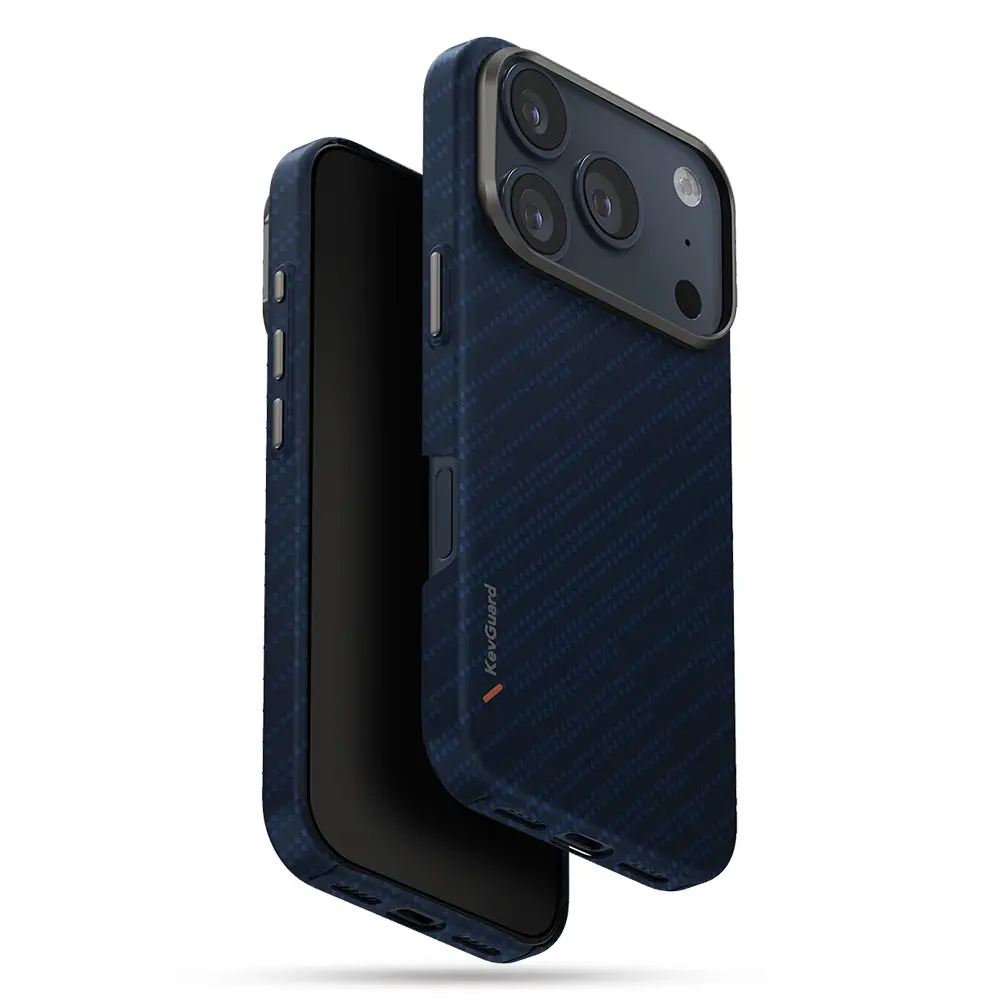 Coque MagSafe UNIQ Keva Edge Slimline MagClick™ en Fibre d'Aramide pour iPhone 17 Pro - Modèle Bleu