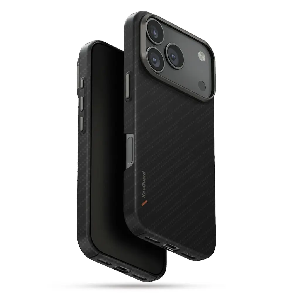 Coque MagSafe UNIQ Keva Edge Slimline MagClick™ en Fibre d'Aramide pour iPhone 17 Pro - Modèle Noir