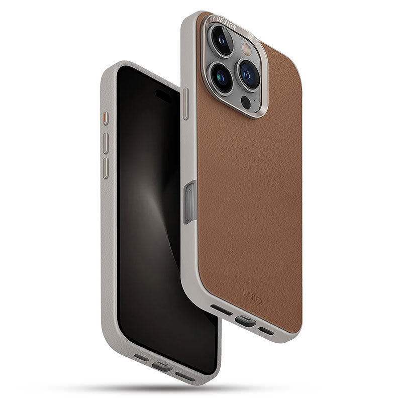 Coque MagSafe UNIQ Lyden DS MagClick Bicolore En Similicuir pour iPhone 16 Pro