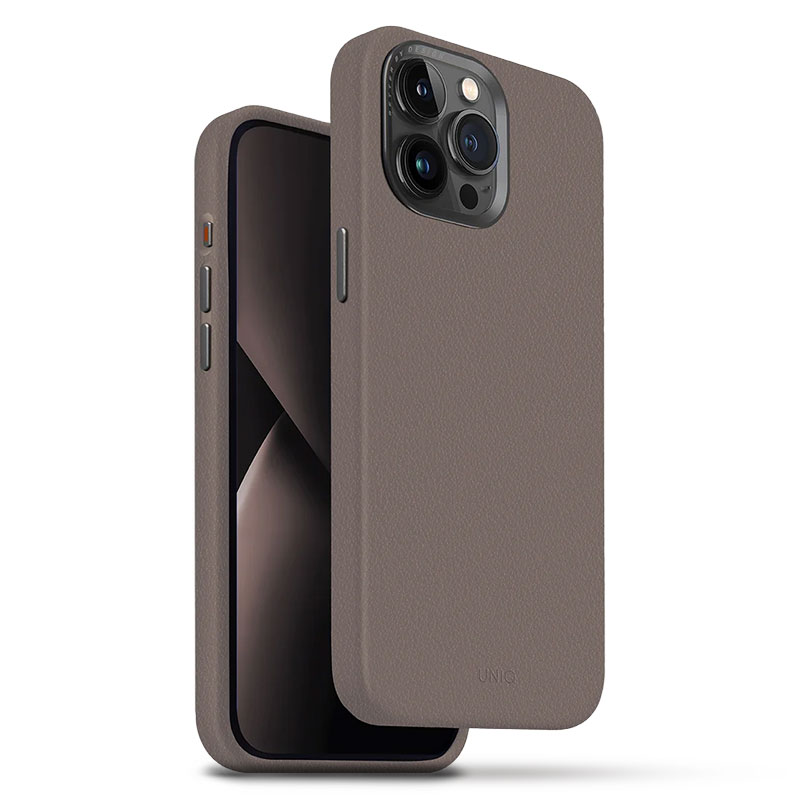 Coque MagSafe UNIQ Lyden MagClick En Similicuir pour iPhone 15 Pro Max