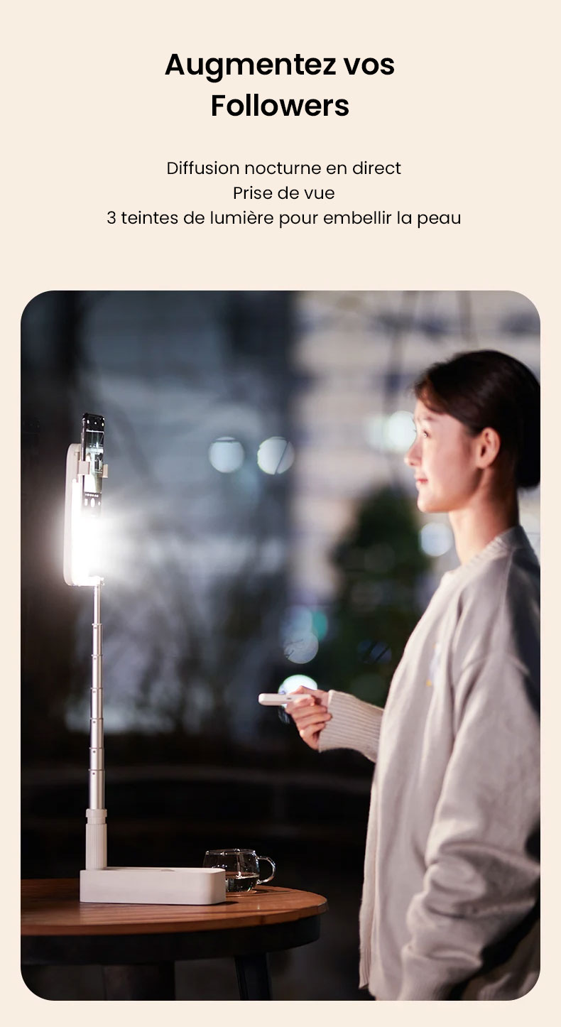 Support Smartphone Multifonction USAMS Avec Éclairage LED Intégré & Télécommande Bluetooth