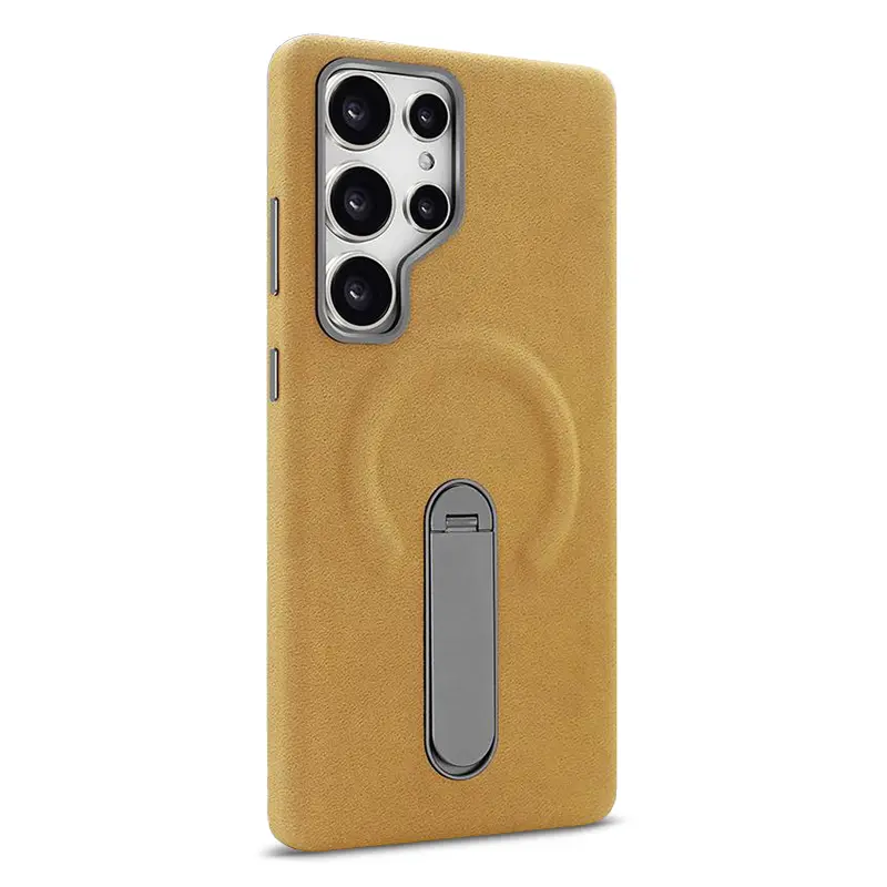 Coque Magnétique VIETAO en Cuir PU Façon Daim pour Galaxy S24 Ultra - Coloris Beige