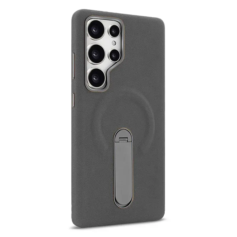 Coque Magnétique VIETAO en Cuir PU Façon Daim pour Galaxy S24 Ultra - Coloris Anthracite