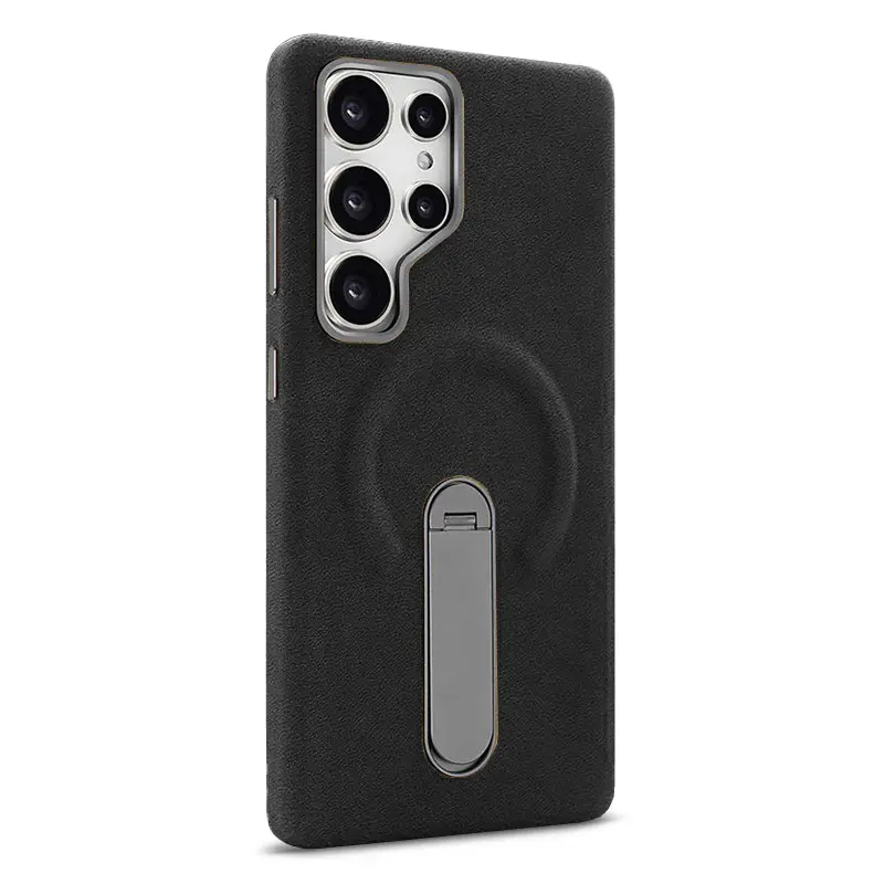 Coque Magnétique VIETAO en Cuir PU Façon Daim pour Galaxy S24 Ultra - Coloris Noir