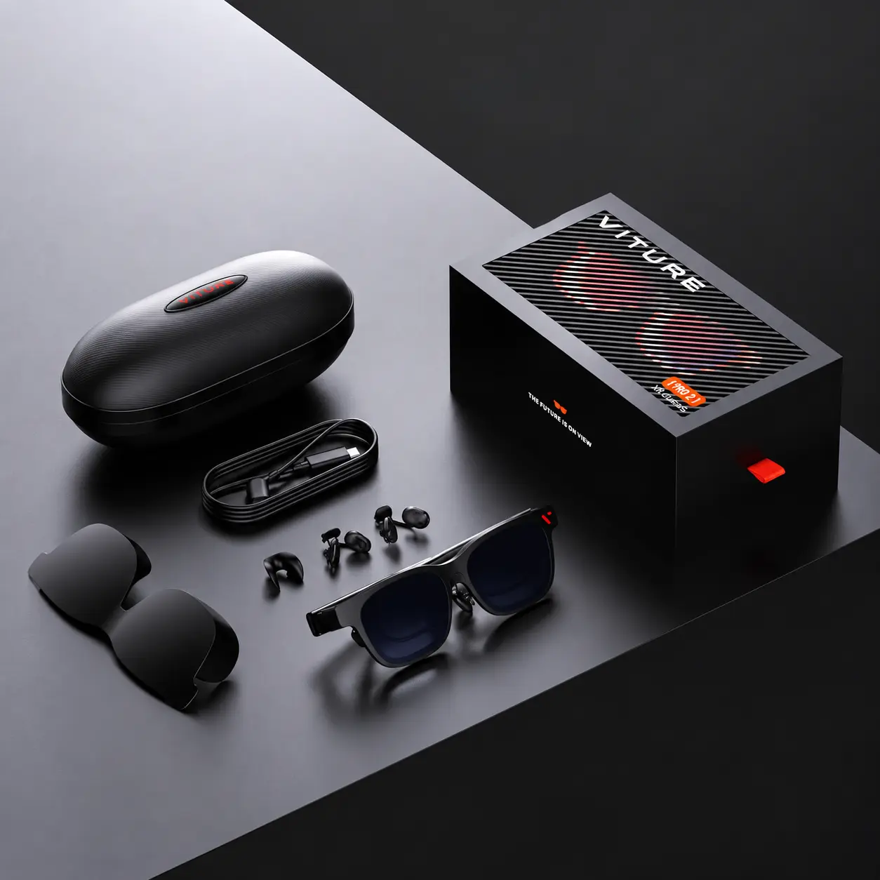 VITURE Pro 2 XR avec étui, câble USB-C et accessoires