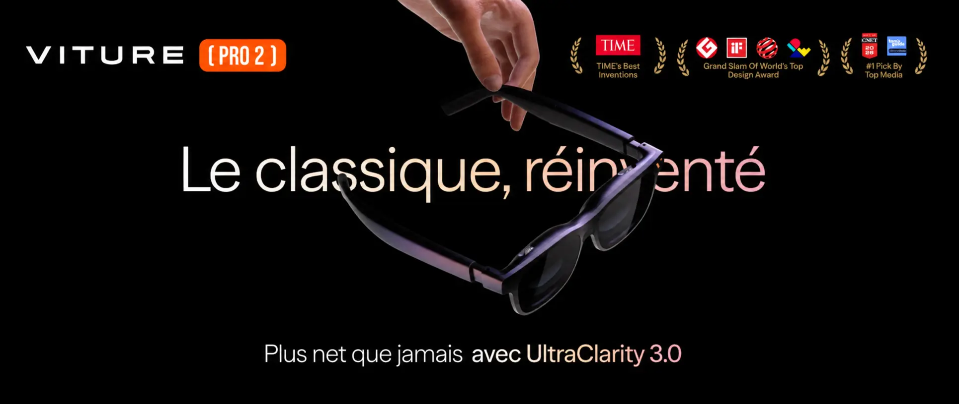Lunettes VITURE Pro 2 XR avec écran virtuel 146 pouces 120Hz et dalles Micro-OLED Sony