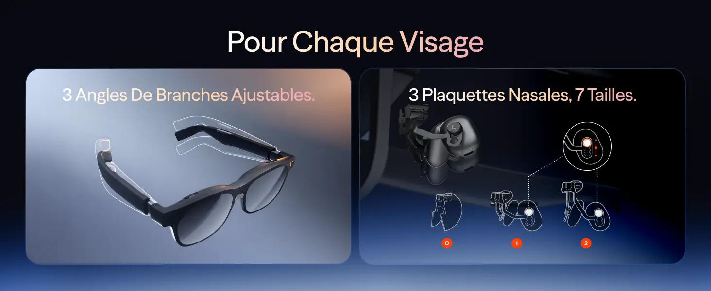 VITURE Pro 2 XR – branches et plaquettes nasales ajustables