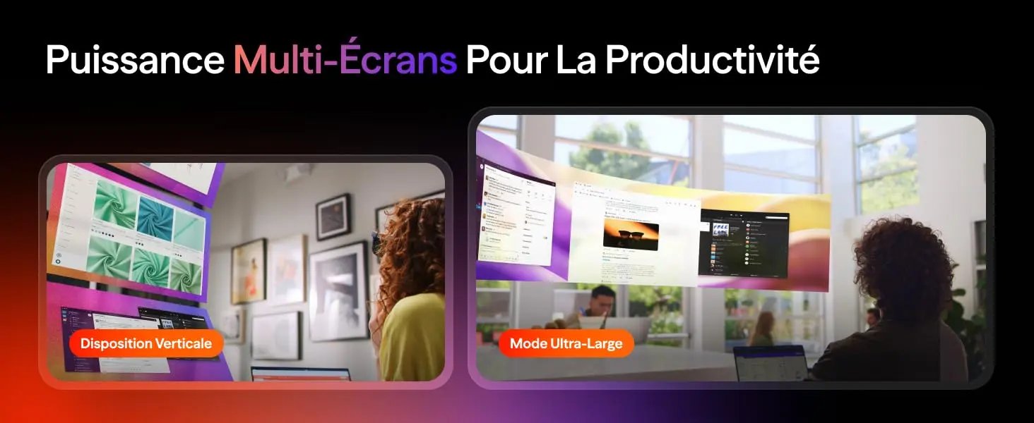 Multi-écrans VITURE Luma Pro XR : disposition verticale et mode ultra-large pour la productivité