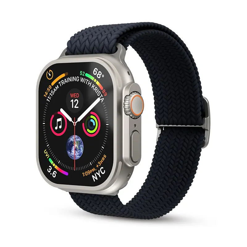 Bracelet VONMÄHLEN Woven Loop Nylon Tressé pour Apple Watch - Coloris Bleu Marine