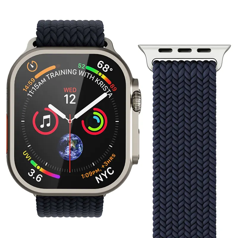 Bracelet VONMÄHLEN Woven Loop Nylon Tressé pour Apple Watch - Coloris Bleu Marine