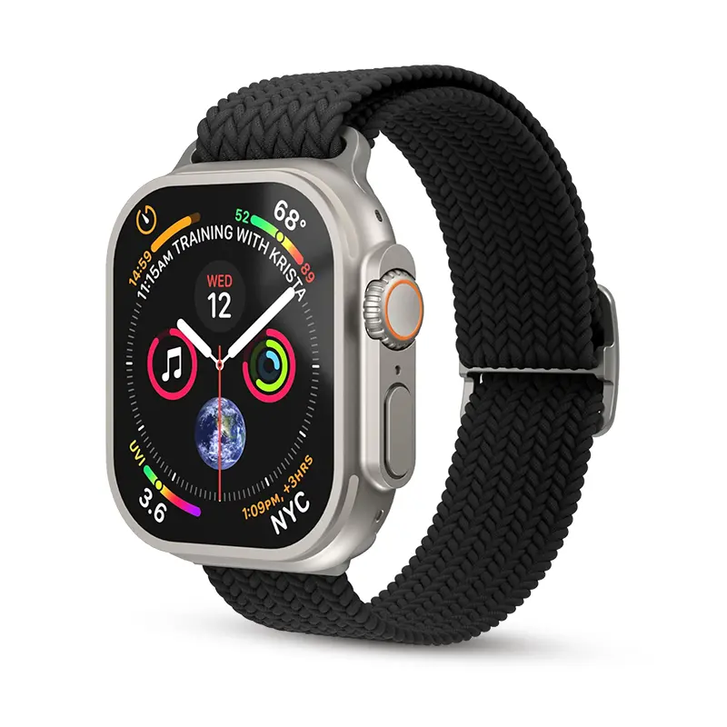 Bracelet VONMÄHLEN Woven Loop Nylon Tressé pour Apple Watch - Coloris Noir