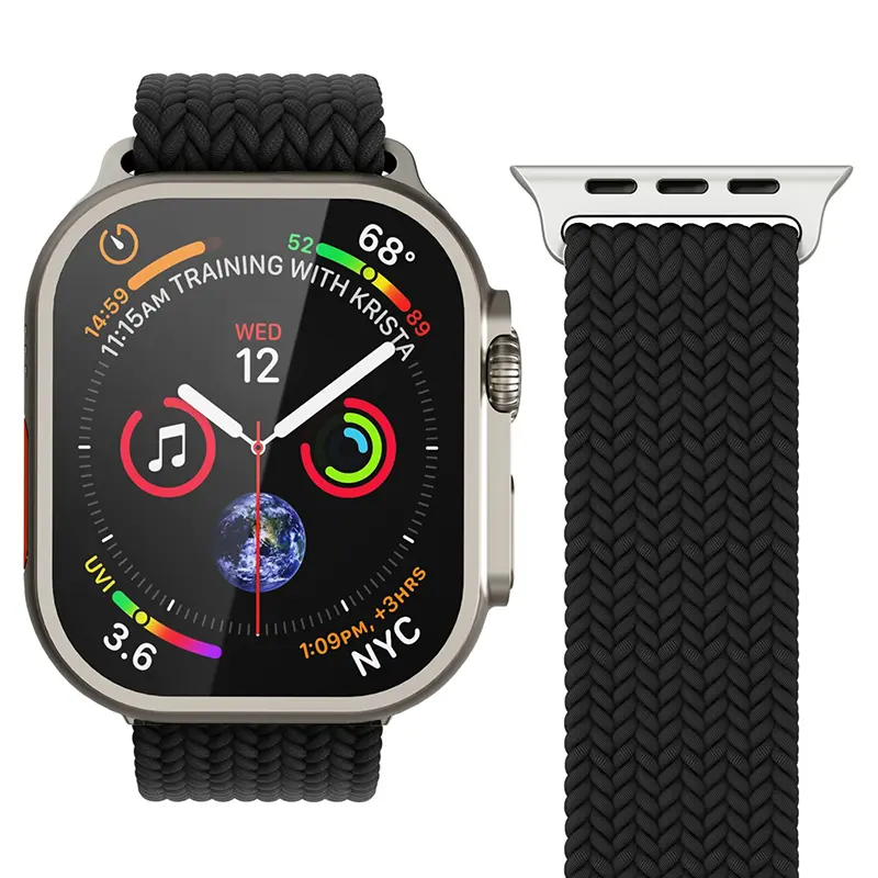 Bracelet VONMÄHLEN Woven Loop Nylon Tressé pour Apple Watch - Coloris Noir