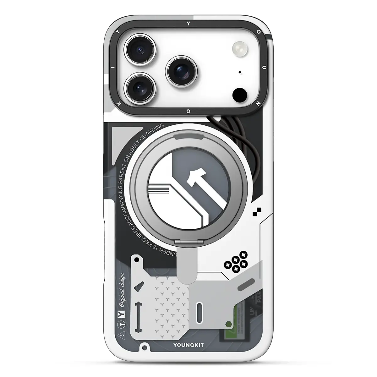 iPhone 17 Pro Max - Coque MagSafe YOUNGKIT Cyberpunk 360° Blanche