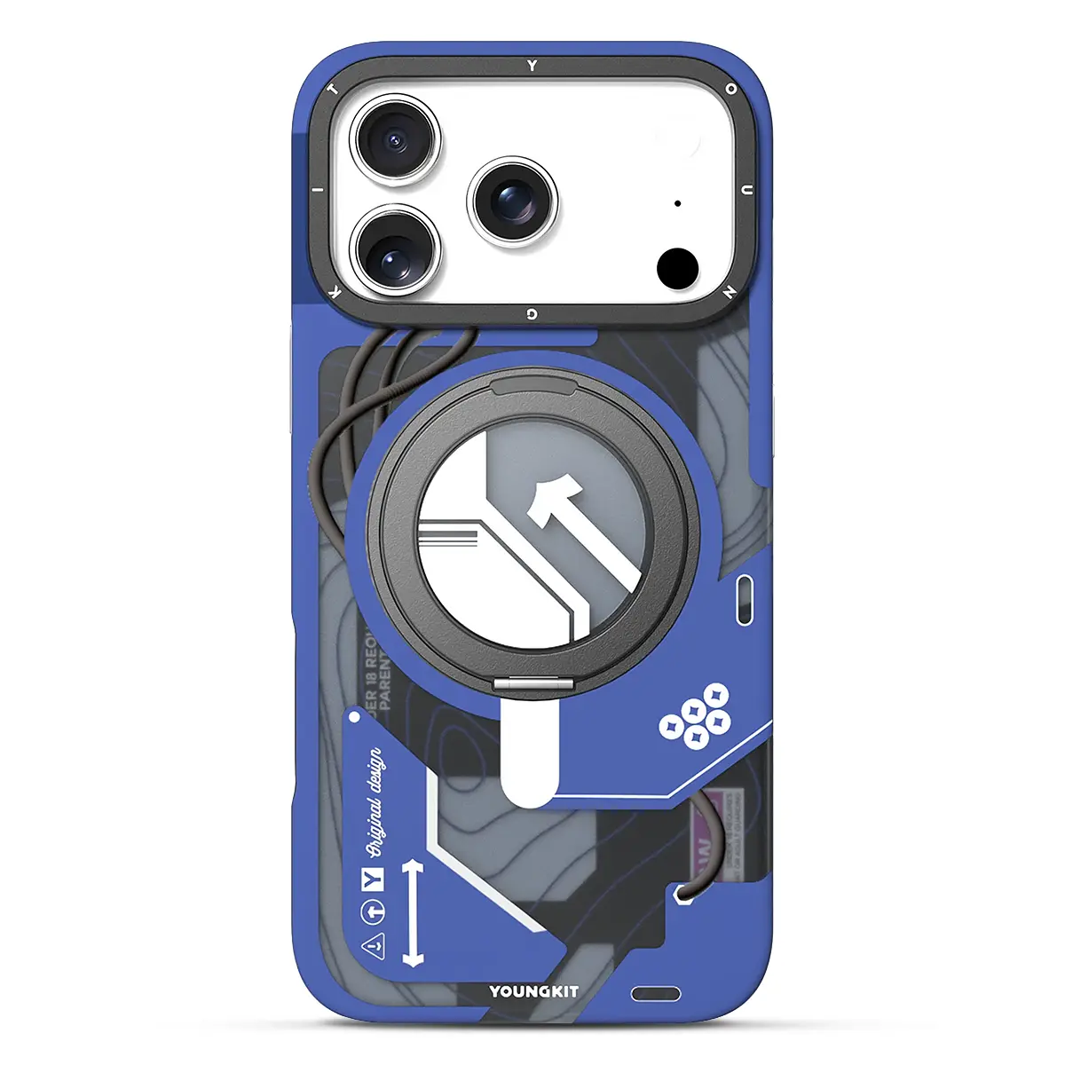 iPhone 17 Pro Max - Coque MagSafe YOUNGKIT Cyberpunk 360° Bleue
