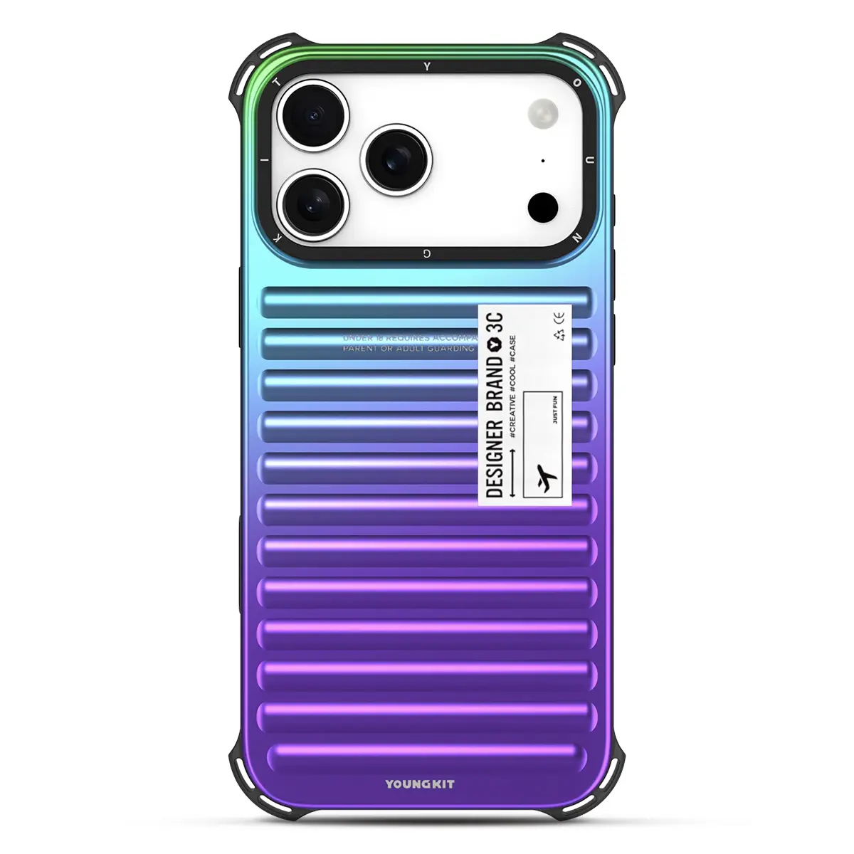 iPhone 17 Pro : Coque MagSafe YOUNGKIT Luggage Case en TPU & Aluminium - Coloris Violet