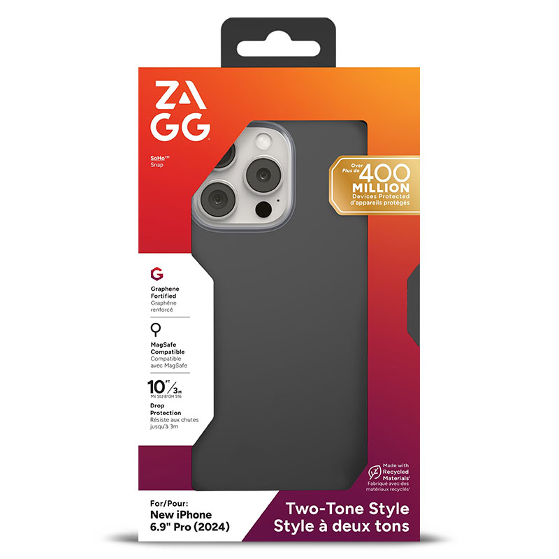 Coque MagSafe ZAGG SoHo Snap en Graphène & Matériaux Recyclés pour iPhone 16 Pro Max