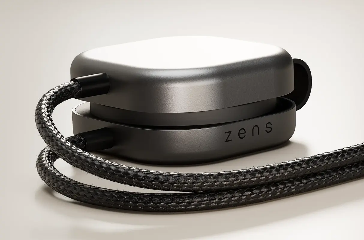 Gros plan sur Chargeur Induction MagSafe Pliable ZENS Pro 3 avec Chargeur Apple Watch & Câble de Charge USB-C replié entièrement