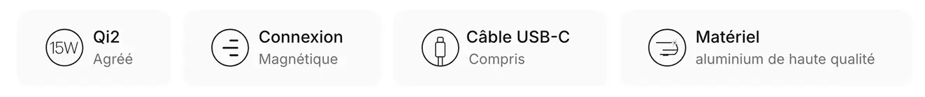 Chargeur Induction MagSafe ZENS Pro 1 - Principales fonctions