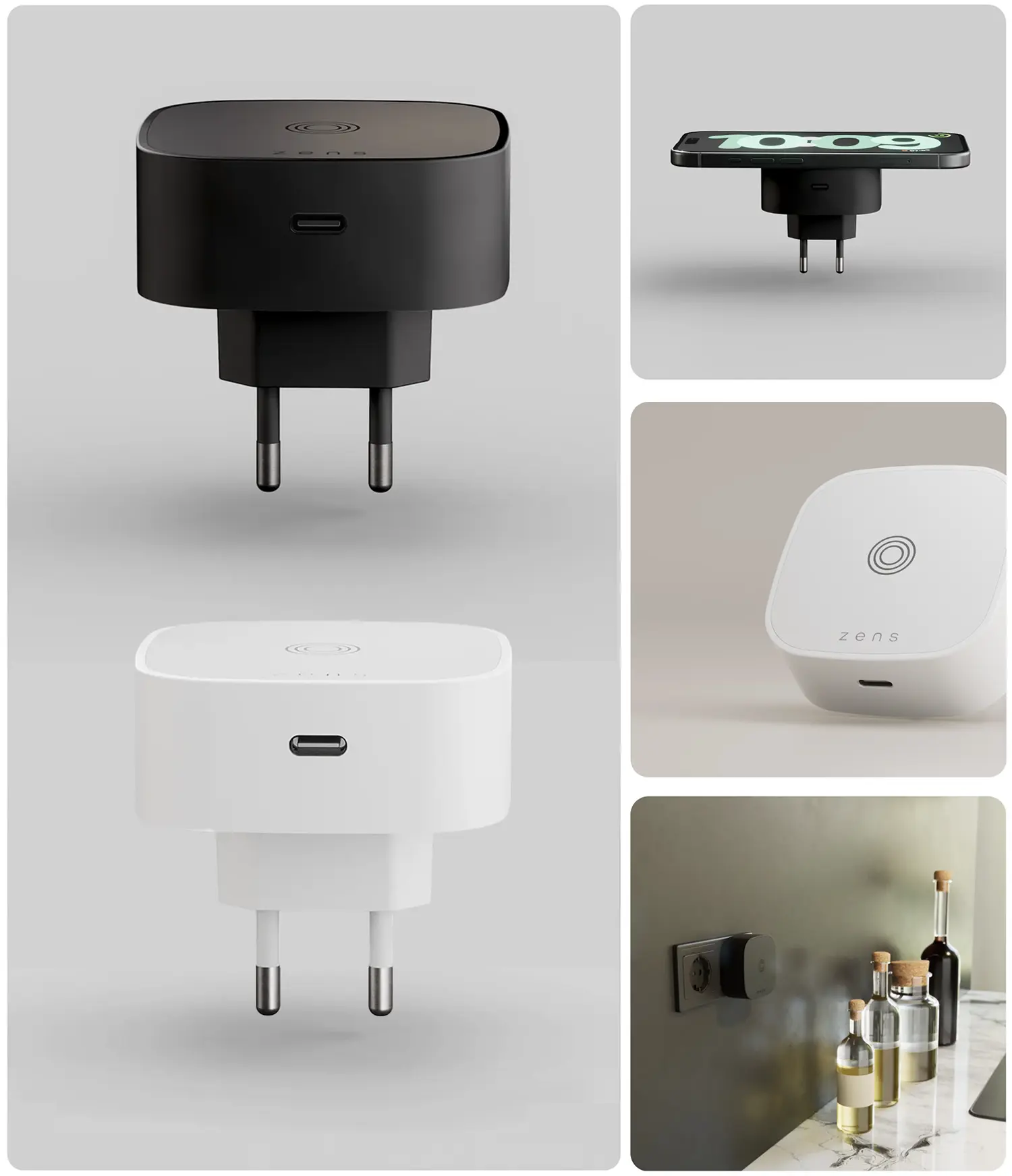 Chargeur Secteur 2-en-1 ZENS Wireless Adapter EU Plug