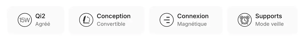 Chargeur Induction Pliable ZENS NightStand Qi2 - Principales fonctions