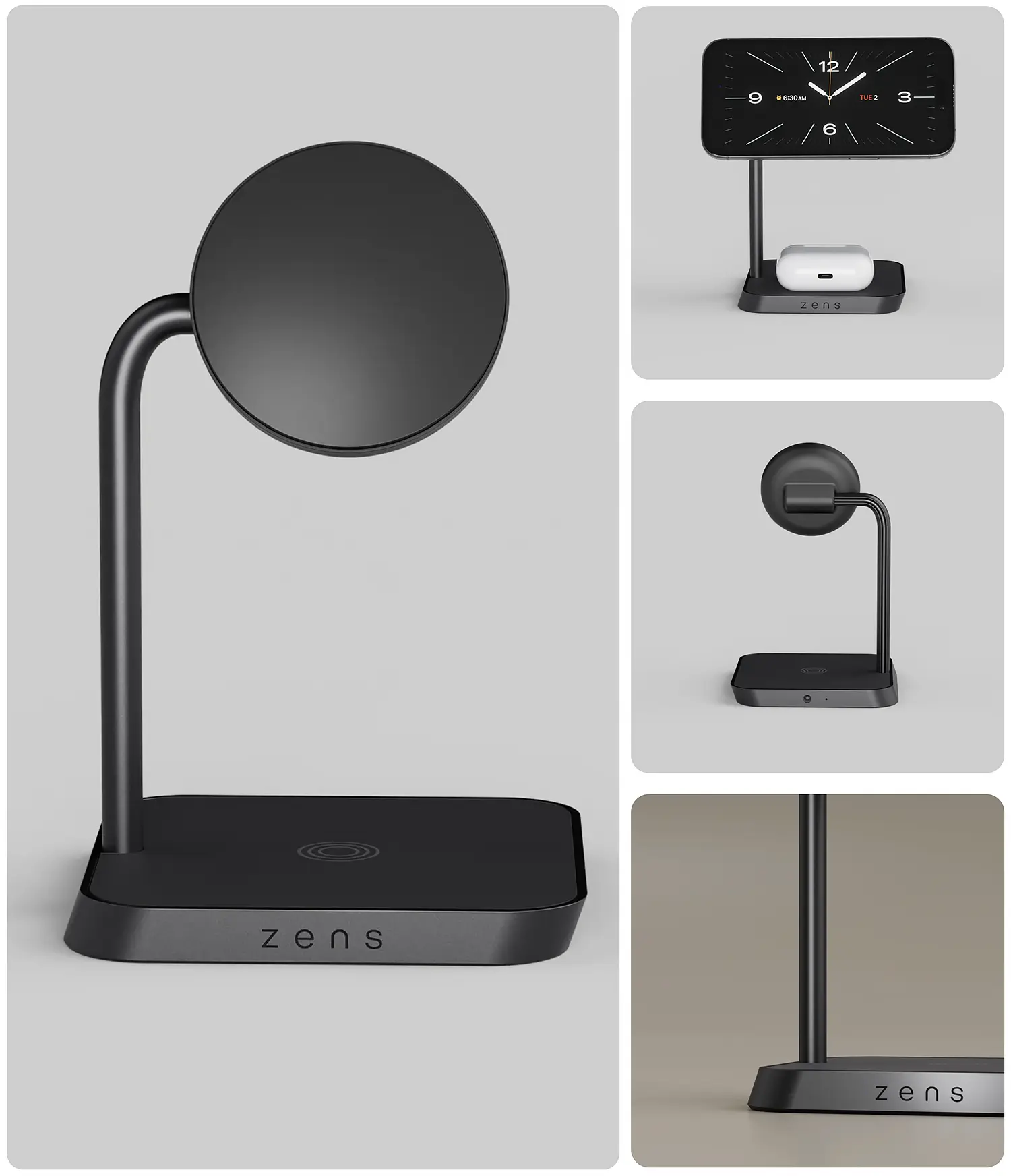 Chargeur Induction MagSafe ZENS Office 2 Qi - Patchwork de visuels en situation