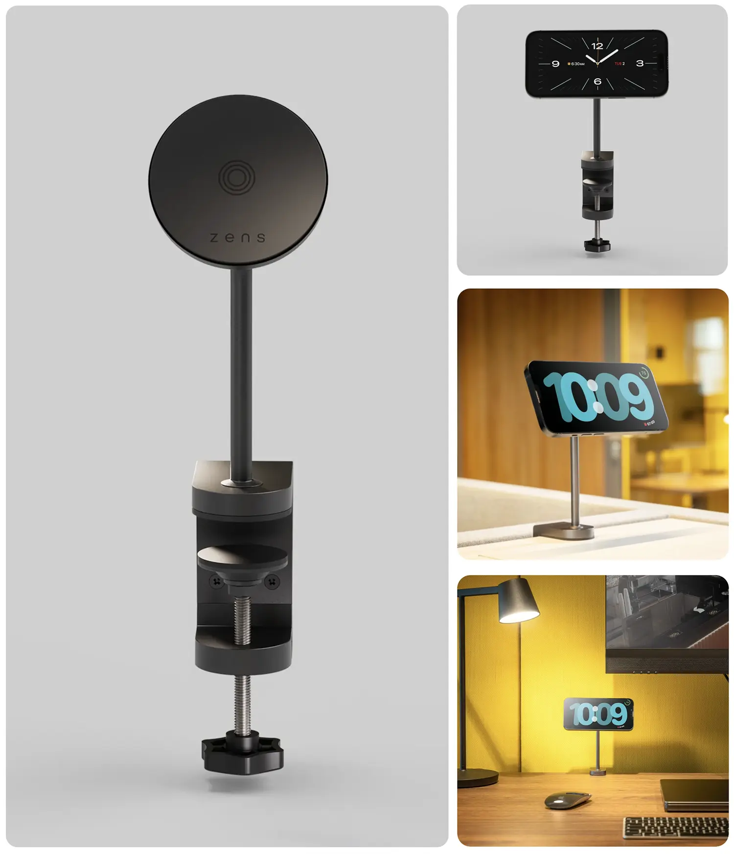Support Chargeur MagSafe ZENS Office Mount Pro 2 - Patchwork de visuels en situation