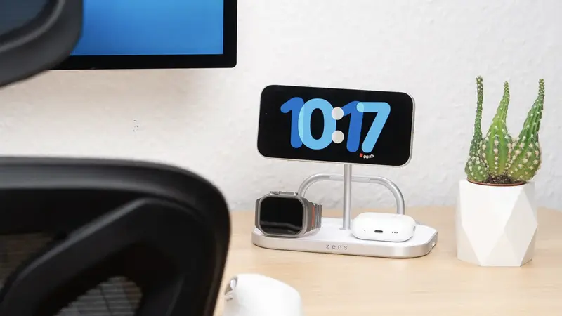 Station Induction MagSafe ZENS 4-en-1 Qi2 pour iPad iPhone Apple Watch AirPods