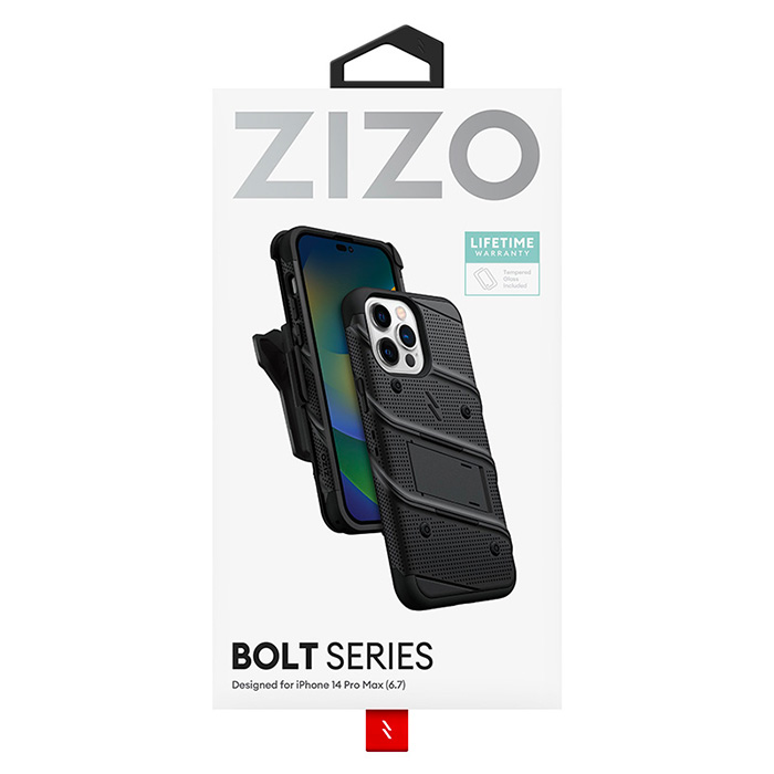 Coque Antichoc ZIZO Bolt avec Chevalet & Clip Ceinture pour iPhone 14 Pro Max
