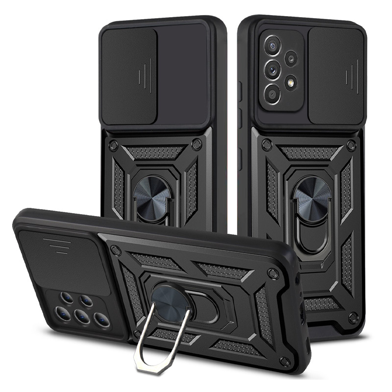 Coque Armor Chevalet avec Cache Caméra Coulissant pour Galaxy A52 4G & 5G
