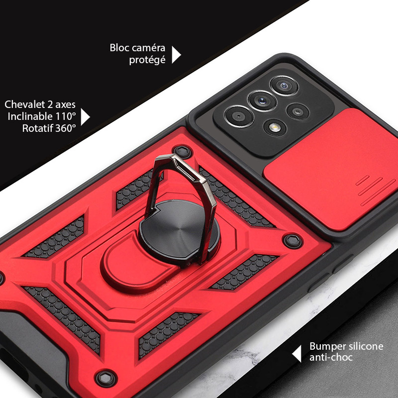 Coque Armor Chevalet avec Cache Caméra Coulissant pour Galaxy A52 4G & 5G