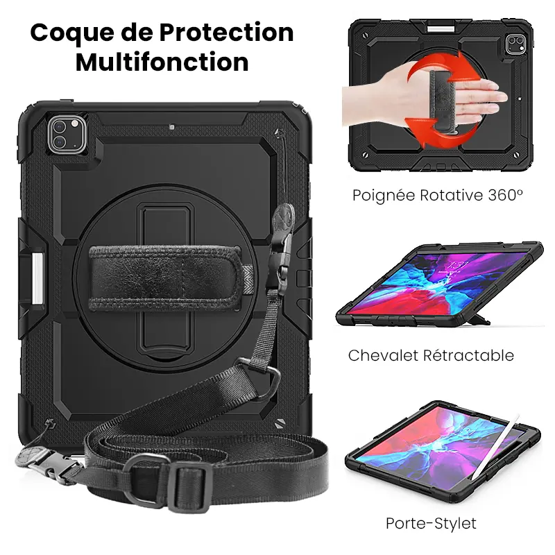 Coque Intégrale Antichoc avec Poignée & Chevalet 360° pour iPad Pro 12,9' 2020