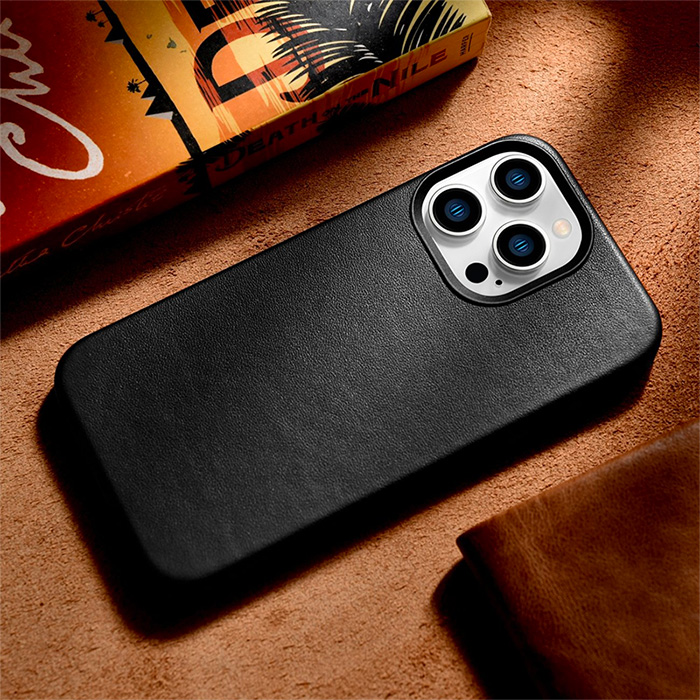 Coque MagSafe iCARER en Cuir Véritable pour iPhone 14 Pro Max