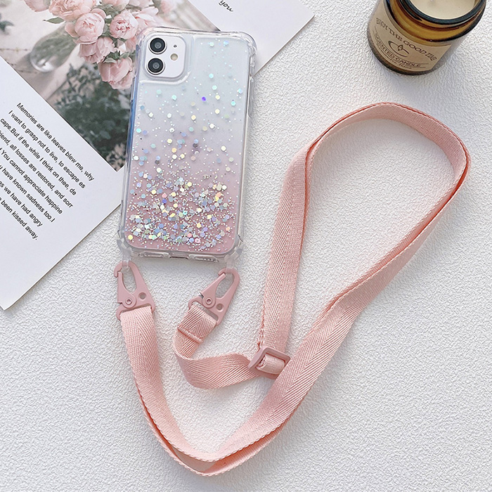 Coque Paillettes avec Bandoulière Nylon pour iPhone 11