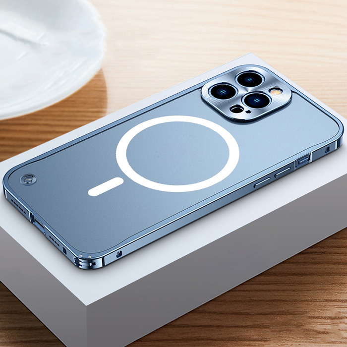 Coque MagSafe Translucide avec Cadre & Cache Caméra en Métal pour iPhone 13 Pro
