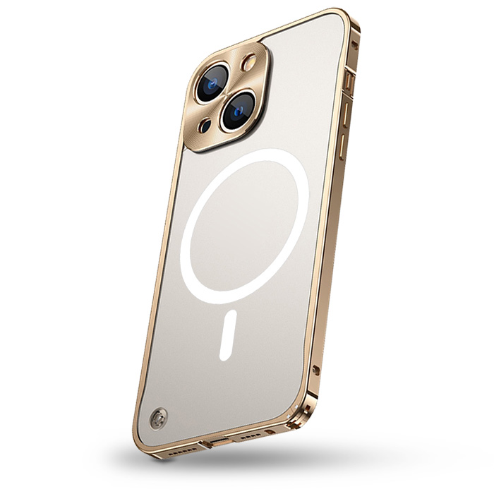 Coque MagSafe Translucide avec Cadre & Cache Caméra en Métal pour iPhone 13