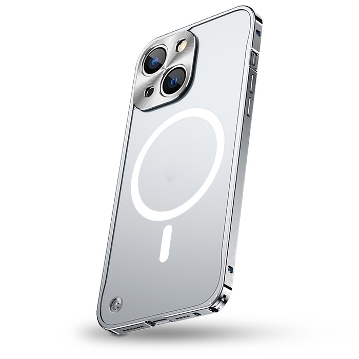 Coque MagSafe Translucide avec Cadre & Cache Caméra en Métal pour iPhone 14