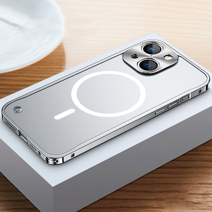 Coque MagSafe Translucide avec Cadre & Cache Caméra en Métal pour iPhone 14 Plus