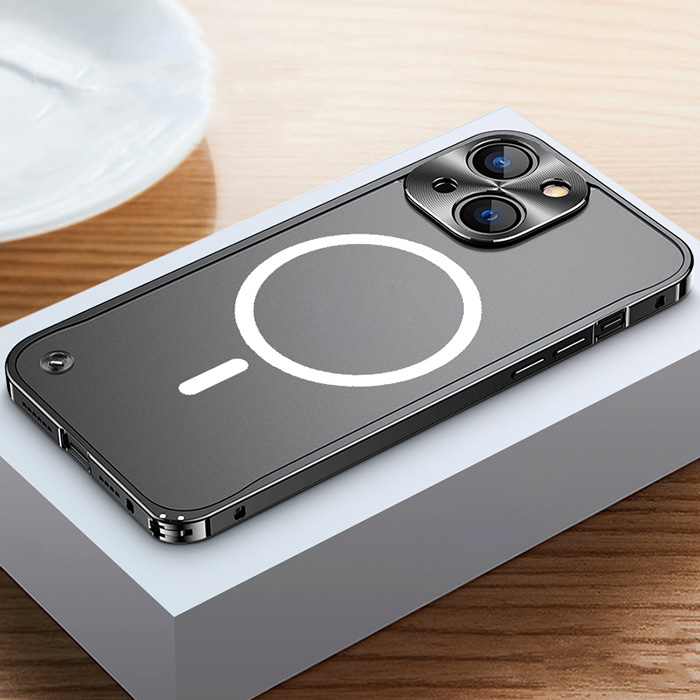 Coque MagSafe Translucide avec Cadre & Cache Caméra en Métal pour iPhone 13