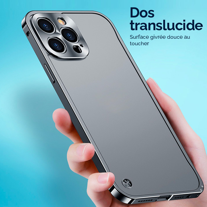 Coque Translucide avec Cadre & Cache Caméra en Métal pour iPhone 14