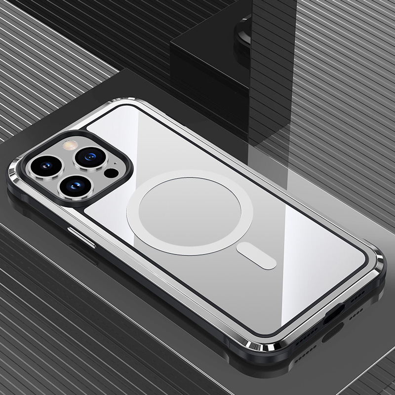 Coque MagSafe avec Cadre en Acier Galvanisé & Contour Silicone pour iPhone 13 Pro Max